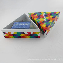 Embossing Rigid Cardboard Triangle Shape Gift Box with Ribbon